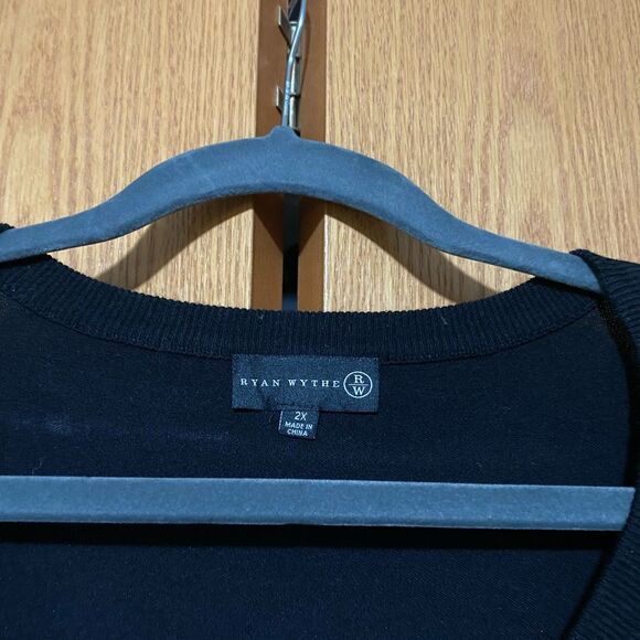 RYAN WYTHE BLACK CREW NECK  3/4 SLEEVE CARDIGAN SIZE 2X - Picture 2 of 4